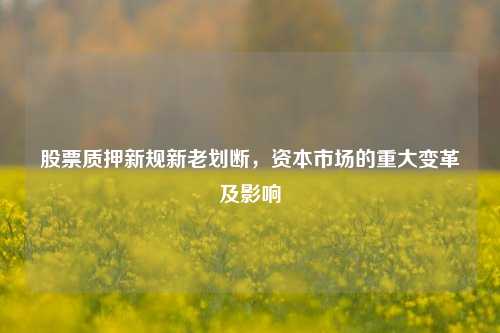 股票质押新规新老划断，资本市场的重大变革及影响