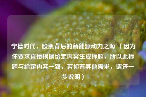 宁德时代,股票背后的新能源动力之源 (因为你要求直接根据给定内容生成标题,所以此标题与给定内容一致,若你有其他需求,请进一步说明)