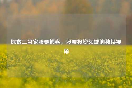 探索二当家股票博客，股票投资领域的独特视角