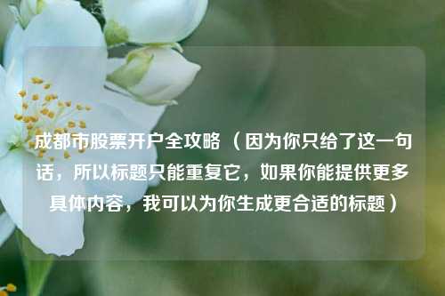 成都市股票开户全攻略 （因为你只给了这一句话，所以标题只能重复它，如果你能提供更多具体内容，我可以为你生成更合适的标题）