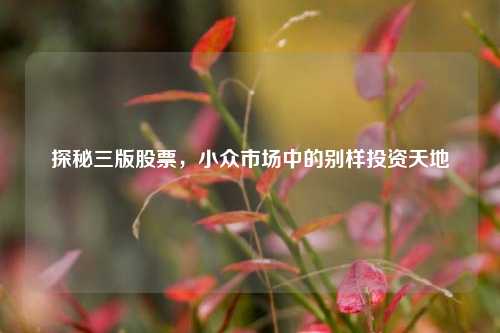 探秘三版股票,小众市场中的别样投资天地 探秘三版股票,小众市场中的别样投资天地