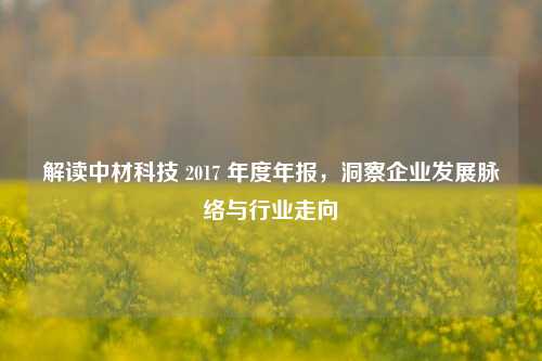 解读中材科技 2017 年度年报，洞察企业发展脉络与行业走向