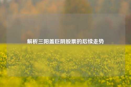 解析三阳盖巨阴股票的后续走势