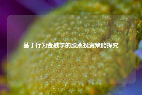 基于行为金融学的股票投资策略探究 基于行为金融学的股票投资策略探究