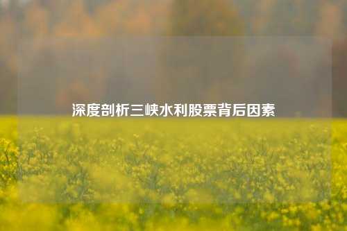 深度剖析三峡水利股票背后因素 深度剖析三峡水利股票背后因素