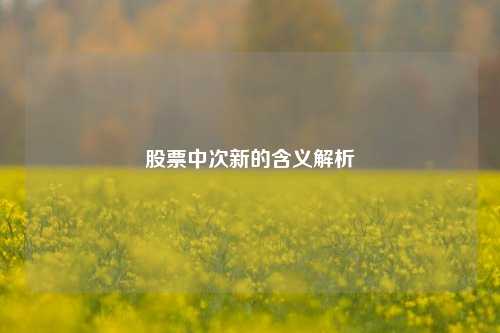 股票中次新的含义解析 股票中次新的含义解析