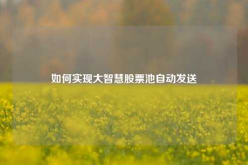 如何实现大智慧股票池自动发送 如何实现大智慧股票池自动发送