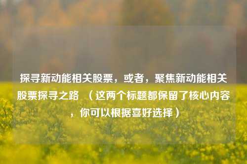 探寻新动能相关股票，或者，聚焦新动能相关股票探寻之路  （这两个标题都保留了核心内容，你可以根据喜好选择）