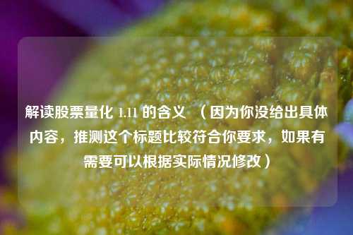 解读股票量化 1.11 的含义  （因为你没给出具体内容，推测这个标题比较符合你要求，如果有需要可以根据实际情况修改）
