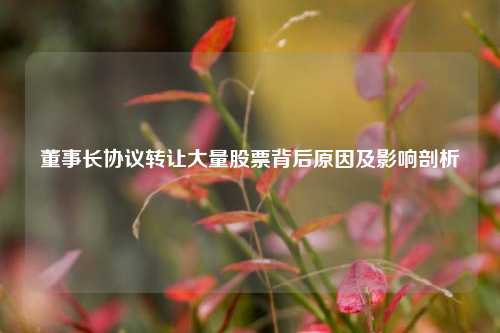 董事长协议转让大量股票背后原因及影响剖析