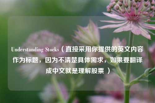 Understanding Stocks（直接采用你提供的英文内容作为标题，因为不清楚具体需求，如果要翻译成中文就是理解股票 ）