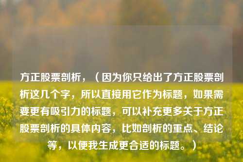 方正股票剖析，（因为你只给出了方正股票剖析这几个字，所以直接用它作为标题，如果需要更有吸引力的标题，可以补充更多关于方正股票剖析的具体内容，比如剖析的重点、结论等，以便我生成更合适的标题。）