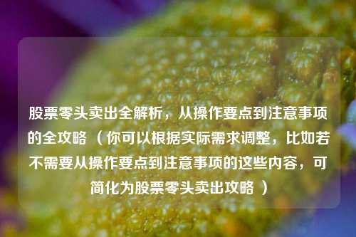 股票零头卖出全解析,从操作要点到注意事项的全攻略 (你可以根据实际需求调整,比如若不需要从操作要点到注意事项的这些内容,可简化为股票零头卖出攻略 )