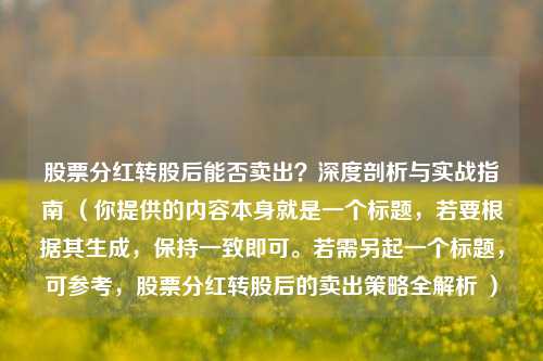 股票分红转股后能否卖出？深度剖析与实战指南 （你提供的内容本身就是一个标题，若要根据其生成，保持一致即可。若需另起一个标题，可参考，股票分红转股后的卖出策略全解析 ）
