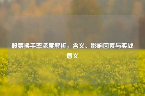 股票换手率深度解析，含义、影响因素与实战意义