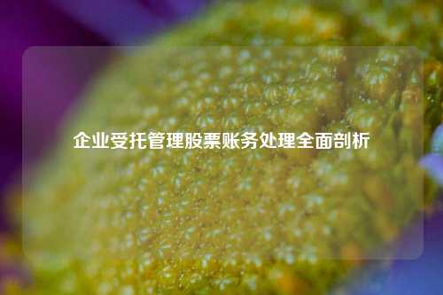 企业受托管理股票账务处理全面剖析