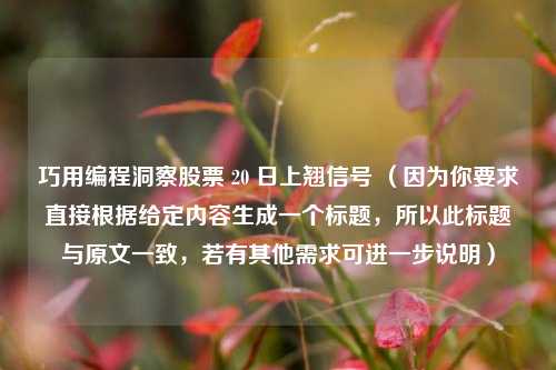 巧用编程洞察股票 20 日上翘信号 （因为你要求直接根据给定内容生成一个标题，所以此标题与原文一致，若有其他需求可进一步说明）