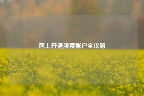 网上开通股票账户全攻略