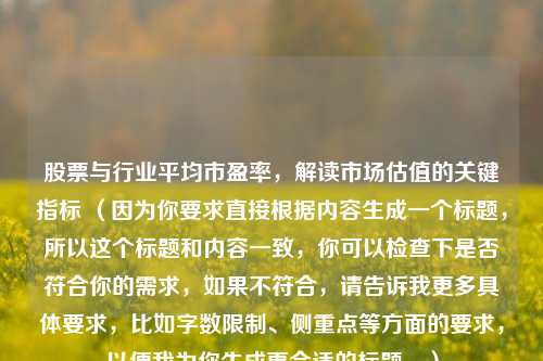 股票与行业平均市盈率，解读市场估值的关键指标 （因为你要求直接根据内容生成一个标题，所以这个标题和内容一致，你可以检查下是否符合你的需求，如果不符合，请告诉我更多具体要求，比如字数限制、侧重点等方面的要求，以便我为你生成更合适的标题。）