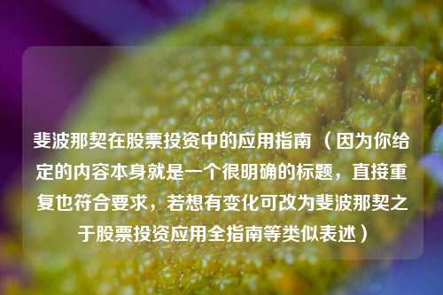 斐波那契在股票投资中的应用指南 （因为你给定的内容本身就是一个很明确的标题，直接重复也符合要求，若想有变化可改为斐波那契之于股票投资应用全指南等类似表述）