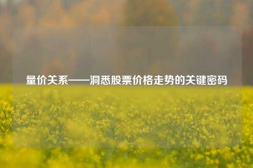 量价关系——洞悉股票价格走势的关键密码