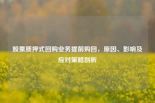股票质押式回购业务提前购回，原因、影响及应对策略剖析
