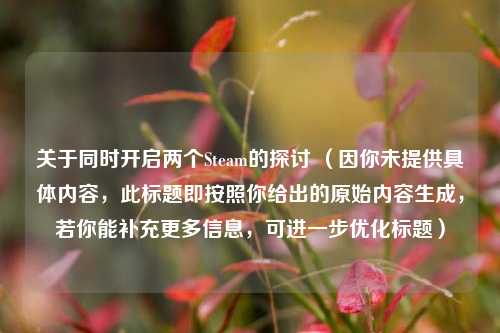 关于同时开启两个Steam的探讨 （因你未提供具体内容，此标题即按照你给出的原始内容生成，若你能补充更多信息，可进一步优化标题）