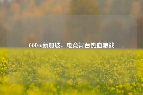 COD16新加坡，电竞舞台热血激战