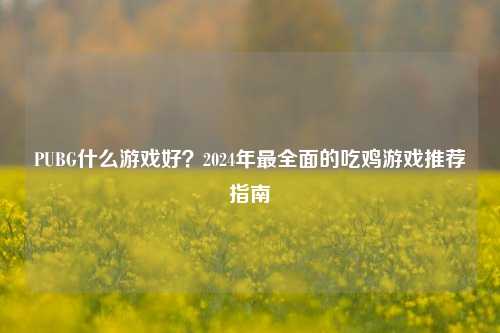 PUBG什么游戏好？2024年最全面的吃鸡游戏推荐指南