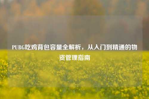 PUBG吃鸡背包容量全解析，从入门到精通的物资管理指南