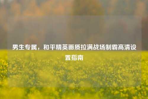 男生专属，和平精英画质拉满战场制霸高清设置指南