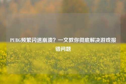 PUBG频繁闪退崩溃？一文教你彻底解决游戏报错问题