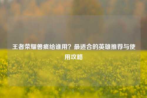 王者荣耀兽痕给谁用?最适合的英雄推荐与使用攻略