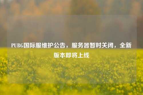 PUBG国际服维护公告，服务器暂时关闭，全新版本即将上线