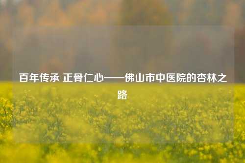 百年传承 正骨仁心——佛山市中医院的杏林之路