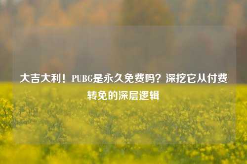 大吉大利！PUBG是永久免费吗？深挖它从付费转免的深层逻辑