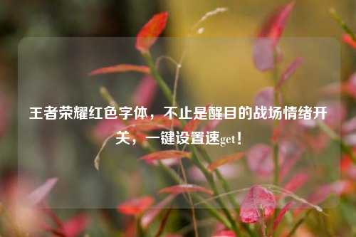 王者荣耀红色字体，不止是醒目的战场情绪开关，一键设置速get！