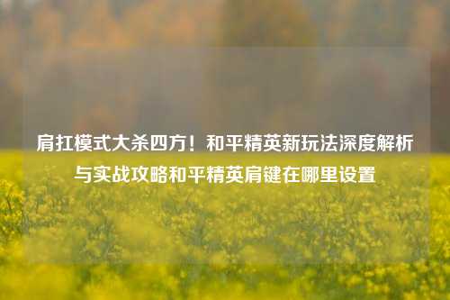 肩扛模式大杀四方！和平精英新玩法深度解析与实战攻略和平精英肩键在哪里设置