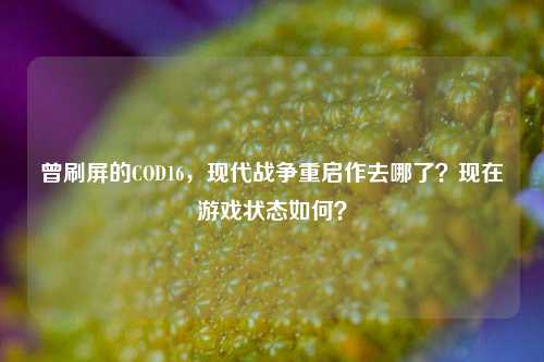 曾刷屏的COD16，现代战争重启作去哪了？现在游戏状态如何？