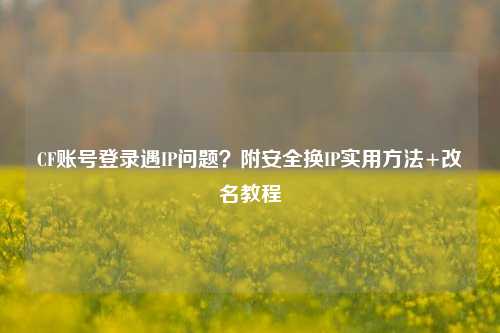 CF账号登录遇IP问题？附安全换IP实用     +改名教程