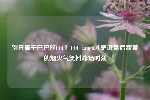 别只敲干巴巴的LOL！LOL Laugh才是键盘后藏着的烟火气笑料炸场时刻