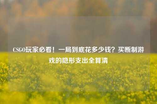 CSGO玩家必看！一局到底花多少钱？买断制游戏的隐形支出全算清