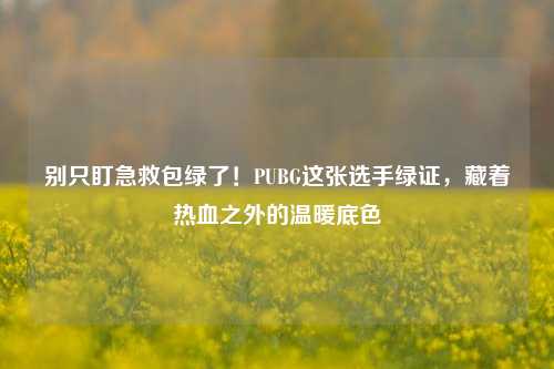 别只盯急救包绿了！PUBG这张选手绿证，藏着热血之外的温暖底色