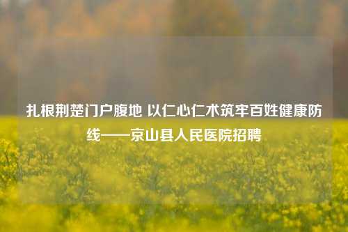 扎根荆楚门户腹地 以仁心仁术筑牢百姓健康防线——京山县人民医院     