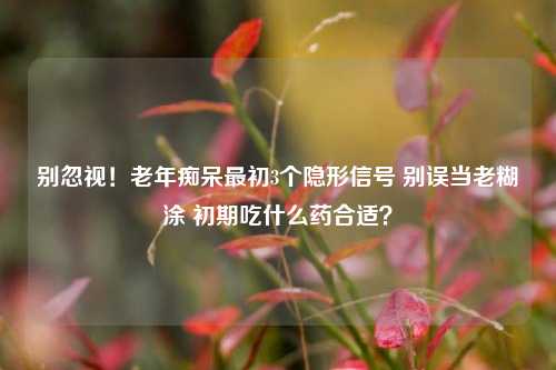 别忽视！老年痴呆最初3个隐形信号 别误当老糊涂 初期吃什么药合适？