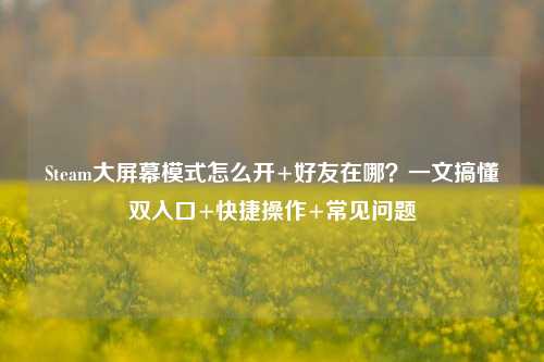 Steam大屏幕模式怎么开+好友在哪？一文搞懂双入口+快捷操作+常见问题