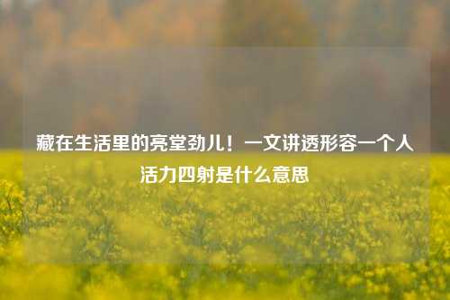 藏在生活里的亮堂劲儿！一文讲透形容一个人活力四射是什么意思