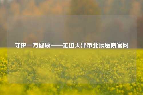 守护一方健康——走进天津市北辰医院官网