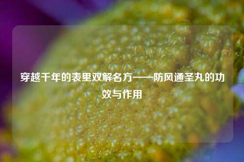 穿越千年的表里双解名方——防风通圣丸的功效与作用