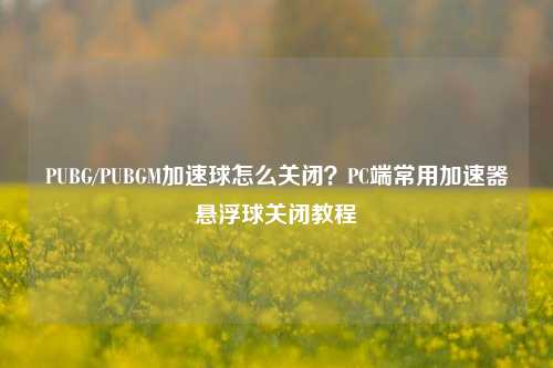 PUBG/PUBGM加速球怎么关闭？PC端常用加速器悬浮球关闭教程